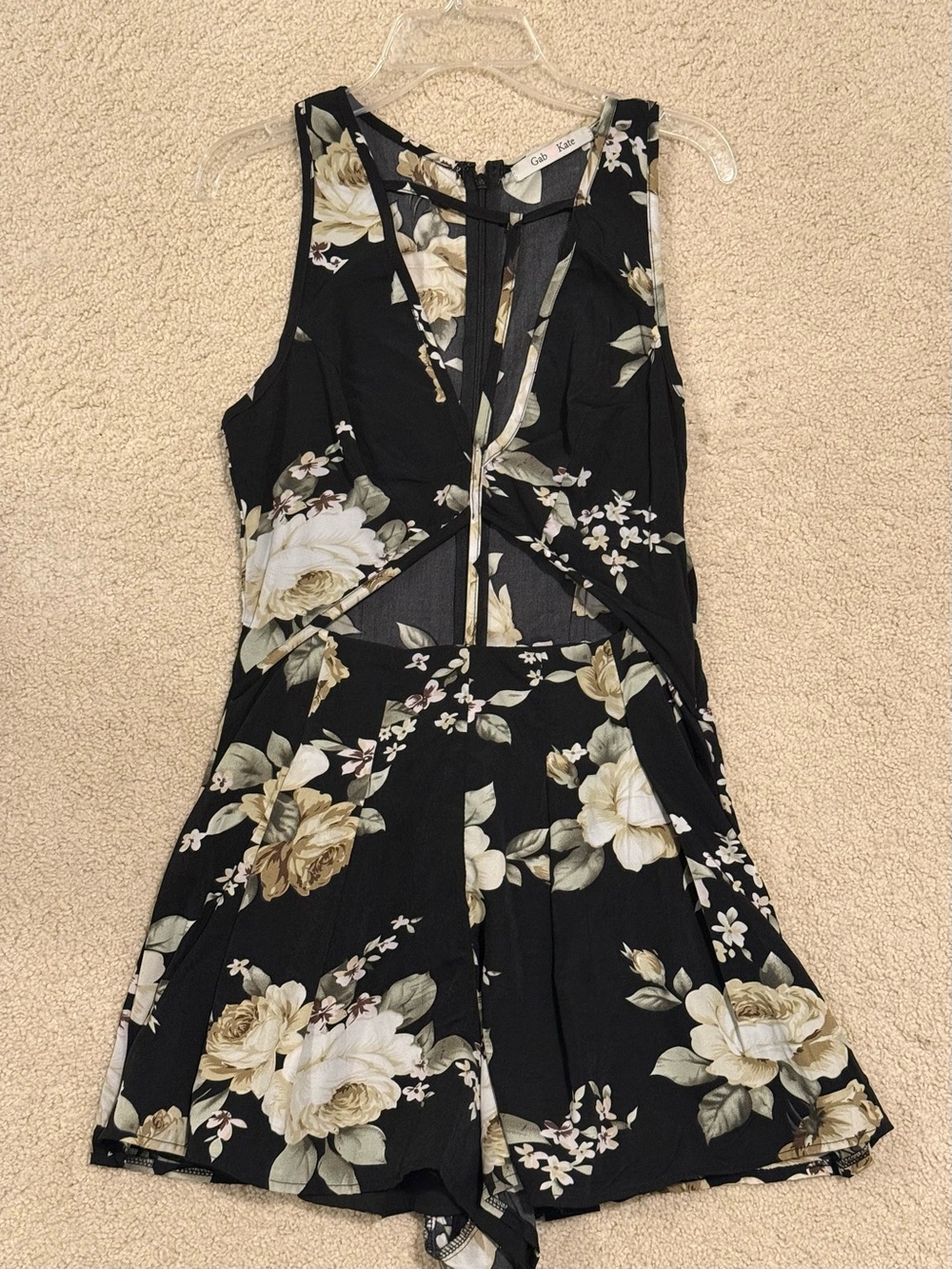 Floral Black Cutout Romper Dress